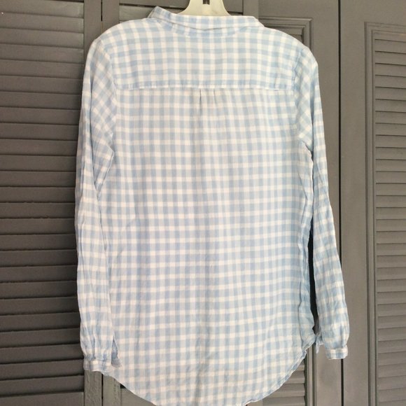 Button Up V-Neck Plaid Long Sleeve Shirt Tommy Hilfiger - Picture 2 of 3